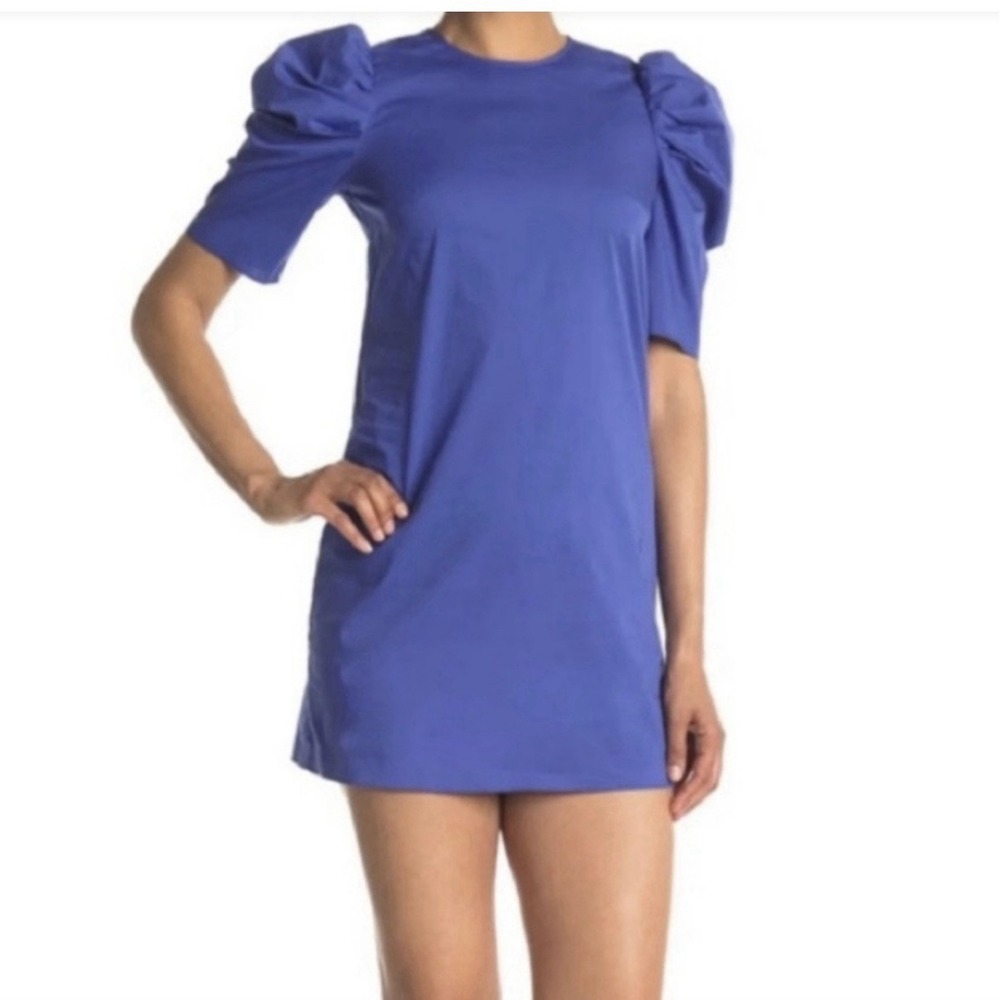 Cinq a Sept Erin Puff Sleeve Mini Dress Sheath Button-Back Cotton Blend Size 12